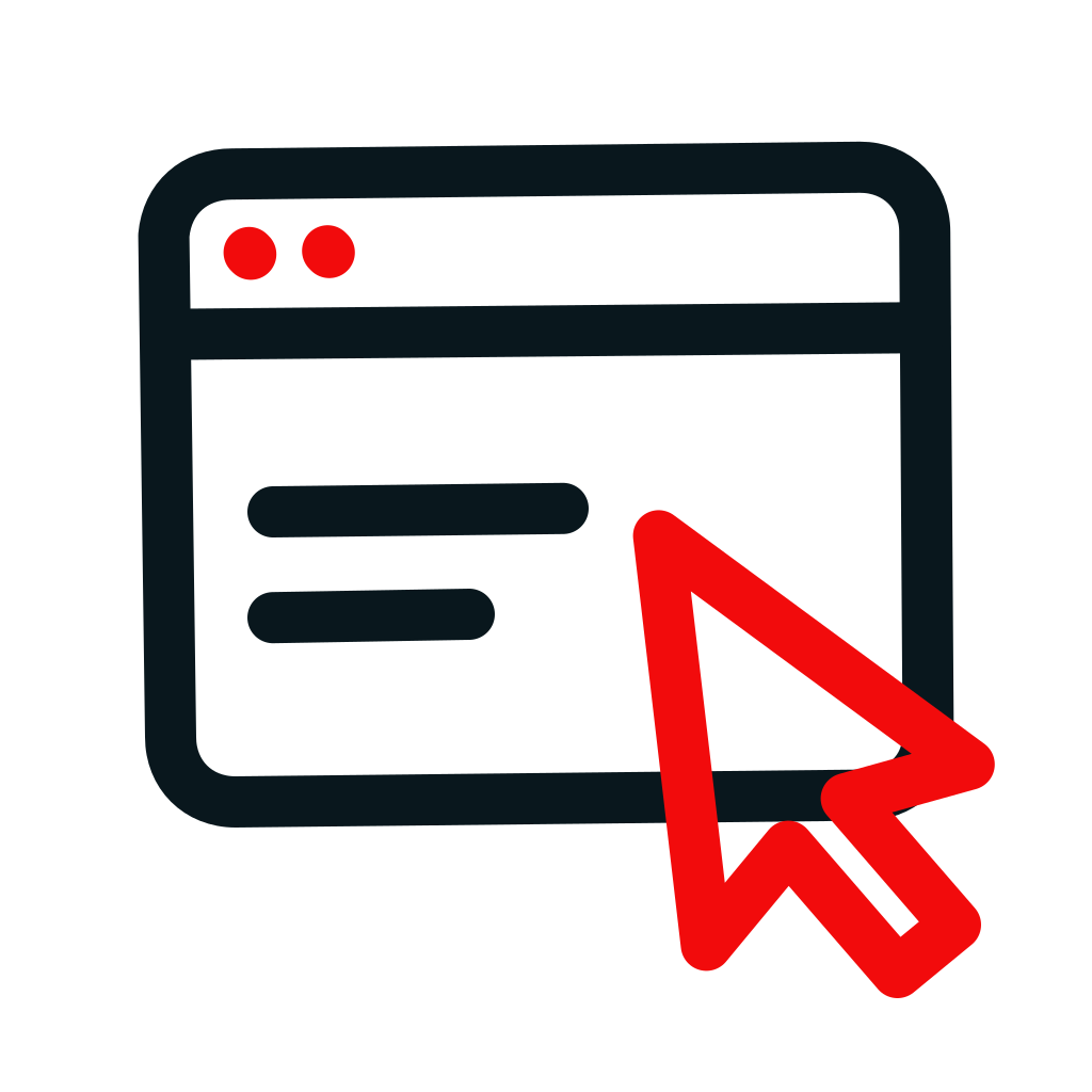 Icono de navegador web con cursor: servicio de diseño web