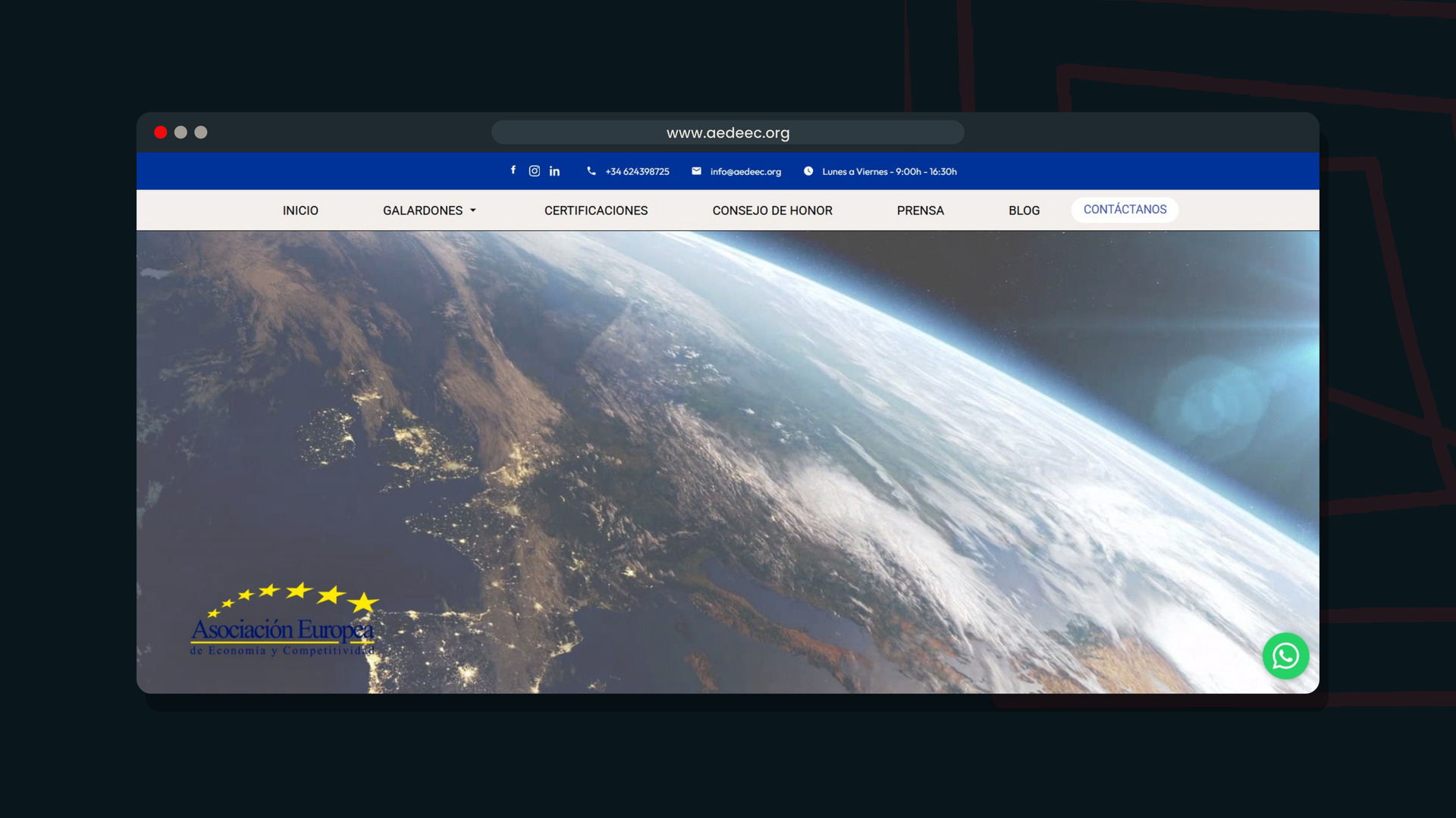Web institucional de AEDEEC, Asociación Europea de Economía y Competitividad