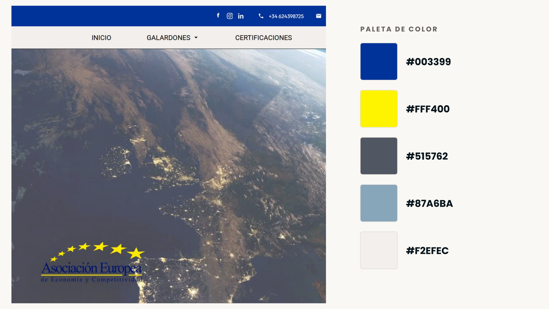 Detalle de la web de AEDEEC con su paleta de colores