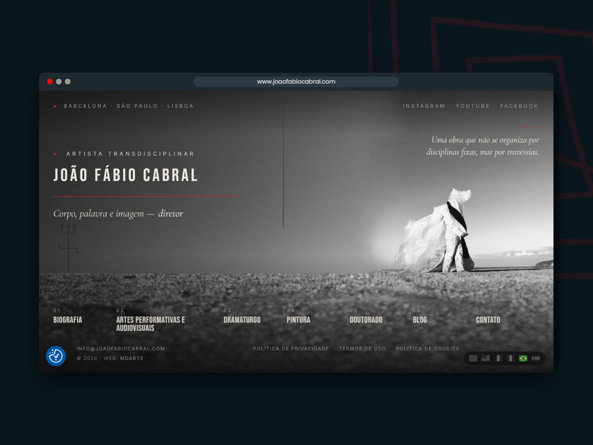 Web personal del artista João Fábio Cabral diseñada por mdarte