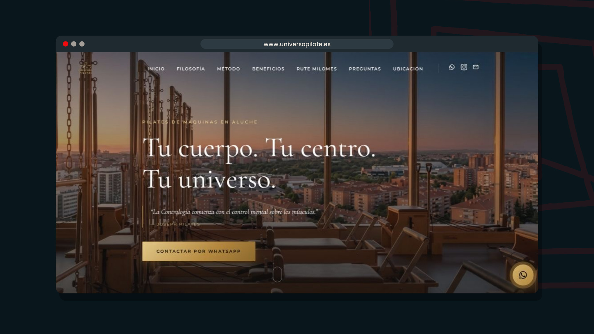 Web de Universo Pilates, estudio de pilates con máquinas en Aluche, Madrid