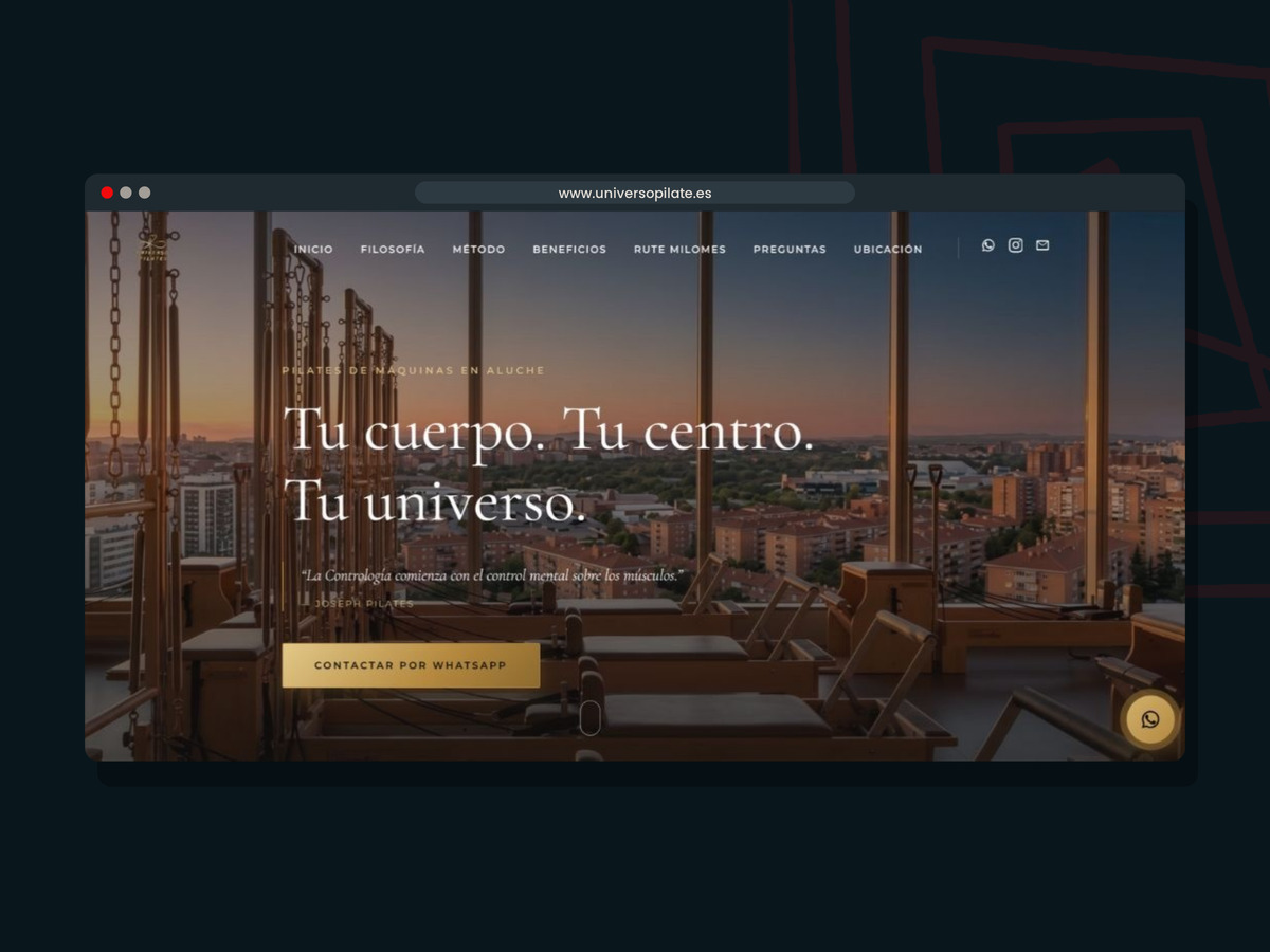 Web de Universo Pilates diseñada por mdarte
